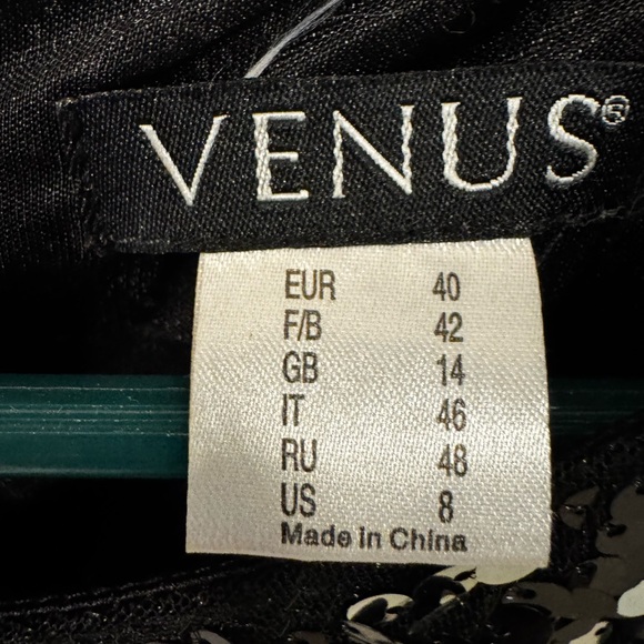 VENUS Black Sequin 3/4 Sleeve Blouse Size 8 - Picture 3 of 4